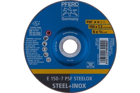 PFERD E 150-7 PSF STEELOX, metall, 10200 o/min, 15 cm, 7,2 mm, 10 stk.