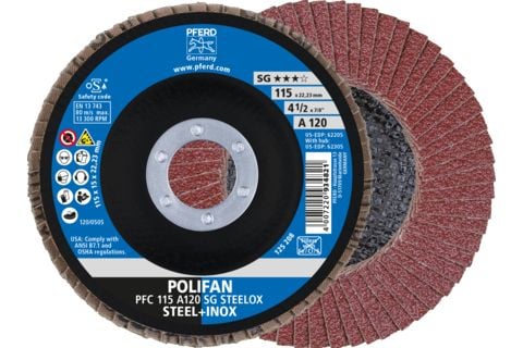 PFERD 67712115, Lamellskive, Nedsenket senter, Rustfritt stål, Stål, Alle merker, 2,22 cm, 11,5 cm