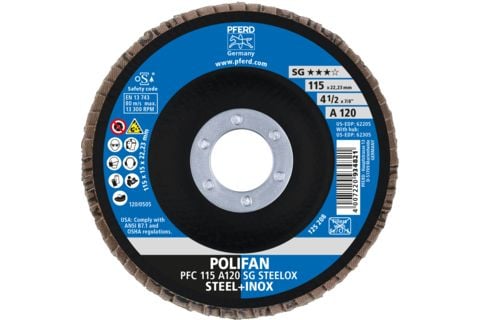 PFERD 67712115, Lamellskive, Nedsenket senter, Rustfritt stål, Stål, Alle merker, 2,22 cm, 11,5 cm