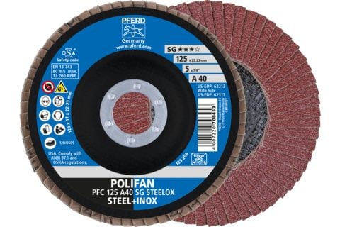 PFERD 67704125, Lamellskive, Nedsenket senter, Rustfritt stål, Stål, Alle merker, 2,22 cm, 12,5 cm
