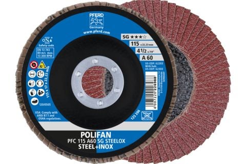 PFERD 67706115, Lamellskive, Nedsenket senter, Rustfritt stål, Stål, Alle merker, 2,22 cm, 11,5 cm
