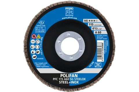 PFERD 67706115, Lamellskive, Nedsenket senter, Rustfritt stål, Stål, Alle merker, 2,22 cm, 11,5 cm