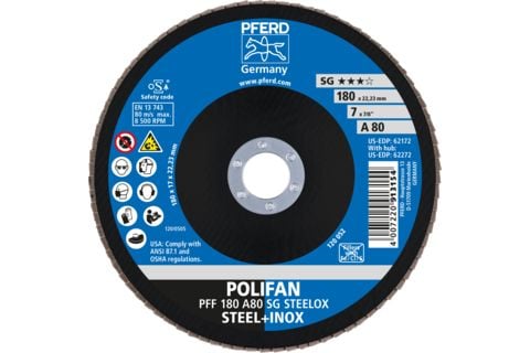 PFERD 67608185, Foldeskive, Rustfritt stål, Stål, 18 cm, Alle merker, Nedsenket senter, 2,22 cm
