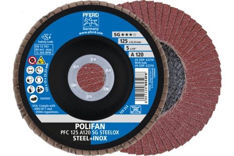 PFERD 67712125, Lamellskive, Nedsenket senter, Rustfritt stål, Stål, Alle merker, 2,22 cm, 12,5 cm