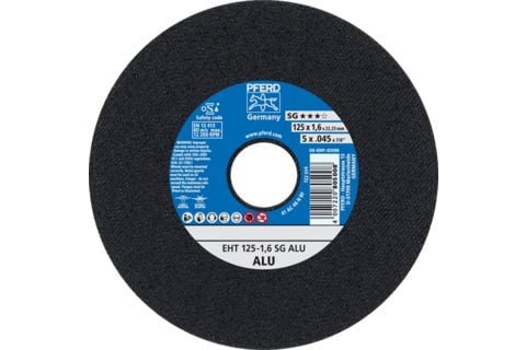PFERD 61341225, Kutteskive, Aluminium, Ikke-jernholdig metall, 12,5 cm, Alle merker, Flatt senter, 2,22 cm