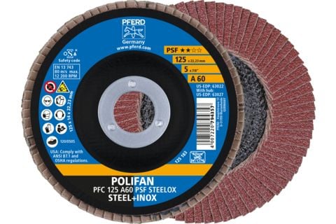 PFERD 67746125, Lamellskive, Nedsenket senter, Rustfritt stål, Stål, Alle merker, 2,22 cm, 12,5 cm