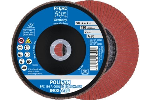 PFERD 67758185, Klaffskive, Aluminium, Rustfritt stål, Ikke-jernholdig metall, 18 cm, Alle merker, Nedtrykket senter, 2,22 cm