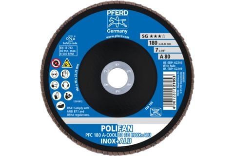 PFERD 67758185, Klaffskive, Aluminium, Rustfritt stål, Ikke-jernholdig metall, 18 cm, Alle merker, Nedtrykket senter, 2,22 cm