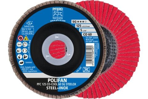 PFERD 67760625, Lamellskive, Nedsenket senter, Aluminium, Rustfritt stål, Stål, Alle merker, 2,22 cm, 12,5 cm