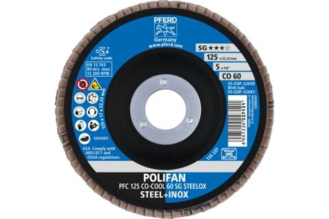 PFERD 67760625, Lamellskive, Nedsenket senter, Aluminium, Rustfritt stål, Stål, Alle merker, 2,22 cm, 12,5 cm