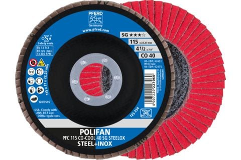 PFERD 67760415, Lamellskive, Nedsenket senter, Aluminium, Rustfritt stål, Stål, Alle merker, 2,22 cm, 11,5 cm