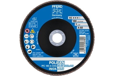 PFERD 67756185, Klaffskive, Aluminium, Rustfritt stål, Ikke-jernholdig metall, 18 cm, Alle merker, Nedtrykket senter, 2,22 cm