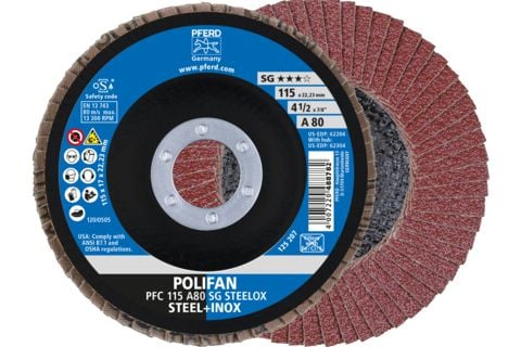 PFERD 67708115, Lamellskive, Nedsenket senter, Rustfritt stål, Stål, Alle merker, 2,22 cm, 11,5 cm