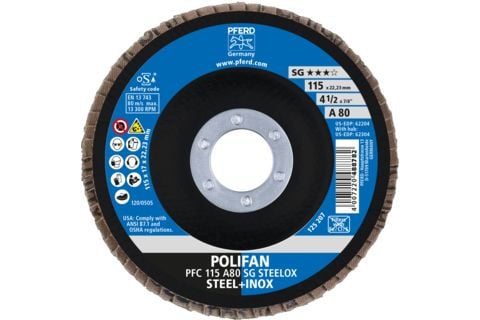 PFERD 67708115, Lamellskive, Nedsenket senter, Rustfritt stål, Stål, Alle merker, 2,22 cm, 11,5 cm