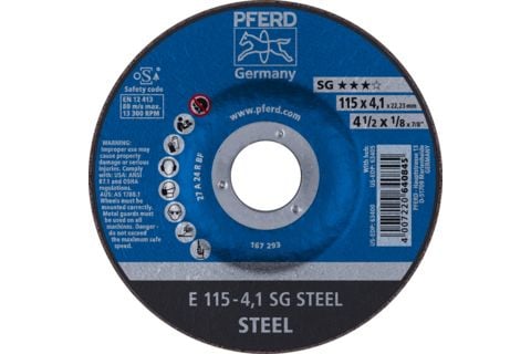 PFERD 62211436, Kutteskive, Stål, 11,5 cm, Alle merker, Nedtrykket senter, 2,22 cm