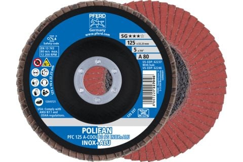 PFERD 67758125, Klaffskive, Aluminium, Rustfritt stål, Ikke-jernholdig metall, 12,5 cm, Alle merker, Nedtrykket senter, 2,22 cm