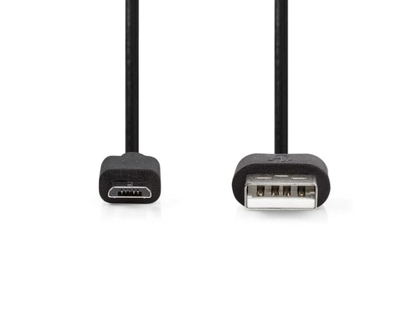 Nedis CCGP60500BK10, 1 m, USB-A, Micro-USB B, USB 2.0, Man/kvinna, Svart