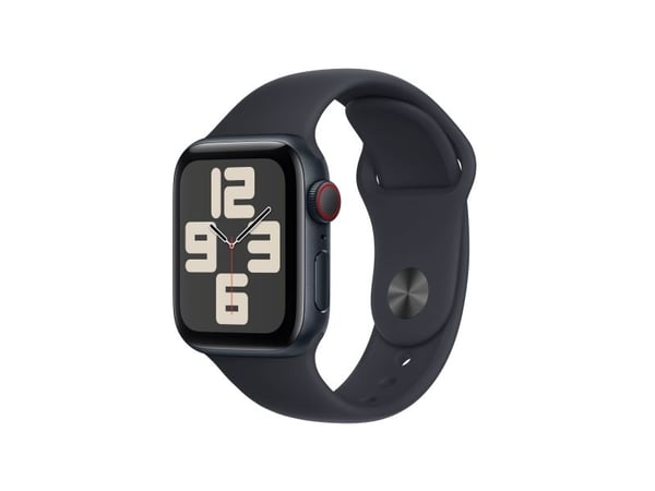 Apple Watch SE (GPS + Cellular) - 2. generasjon - 40 mm - midnattsaluminium - smartklokke med sportsbånd - fluorelastomer - midnatt - båndbredde: S...