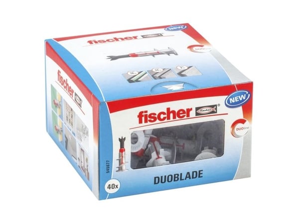 Fischer DUOBLADE, Kit med skruv och väggplugg, Betong, Plast, Grå, Pozidriv, PZ2