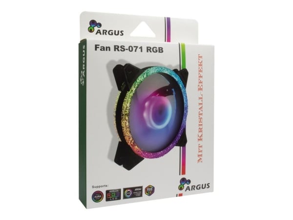 Inter-Tech fläkt 120 * 120 * 25 ARGUS RS-071 RGB, kristalleffekt detaljhandel