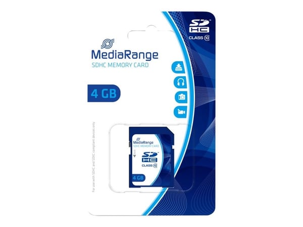 MediaRange - Flash-minnekort - 4 GB - Klasse 10 - SDHC - blå
