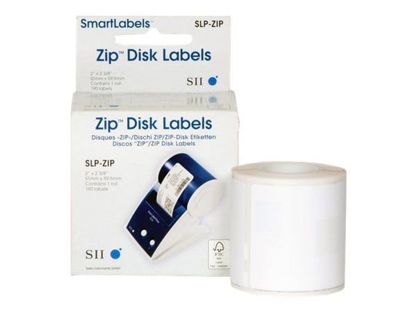 Seiko Instruments SLP-ZIP - Papir - permanet adhesiv - hvit - 51 x 59.5 mm 190 etikett(er) (1 rull(er) x 190) merkelapper - for Smart Label Printer...