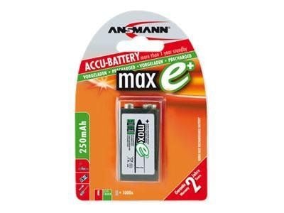 ANSMANN maxE plus - Batteri 9V - NiMH - (ladbare) - 250 mAh ANSMANN maxE plus - Batteri 9V - NiMH - (ladbare) - 250 mAh