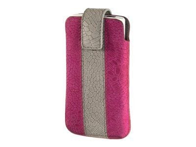 Hama Mobile Phone Sleeve "Chic Case", size M - Beskyttelsesmuffe for mobiltelefon - lær - rosa/grå - for BlackBerry Curve 8520; Motorola DEFY MB525...