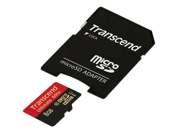 Transcend Ultimate - Flashminnekort (microSDHC til SD-adapter inkludert) - 8 GB - UHS Class 1 / Class10 - 600x - microSDHC UHS-I