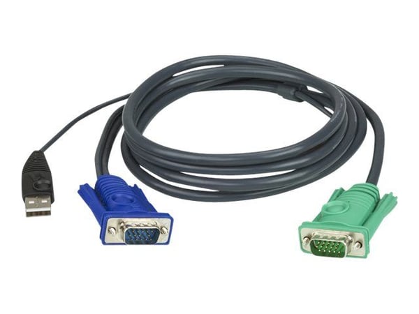 ATEN 2L-5201U - Tastatur / video / musekabel (KVM) - USB, HD-15 (VGA) (hann) til 15-pins SPHD (hann) - 1.2 m - for KVM on the NET CS1708i, CS1716i