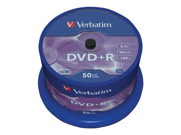 Verbatim - 50 x DVD+R - 4.7 GB 16x - matt silver - spindel