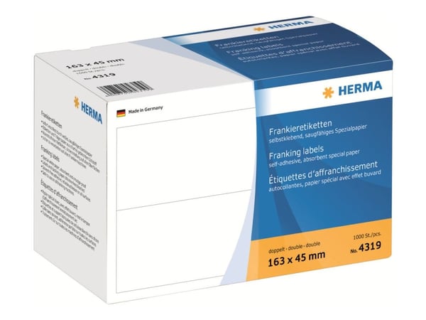 HERMA Franking labels - Papper - självhäftande - vit - 163 x 45 mm 1000 etikett (er) (500 ark x 2) etiketter