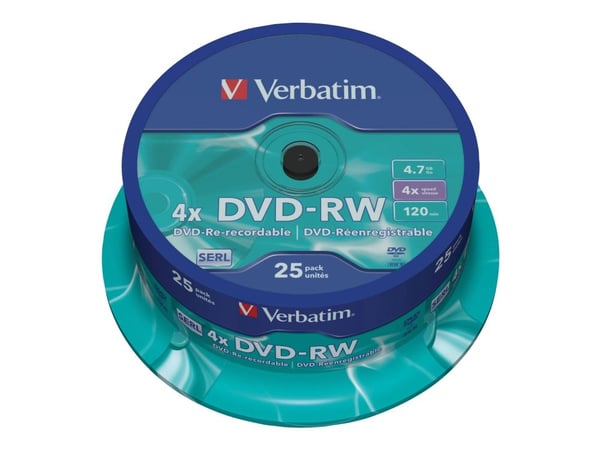 Verbatim - 25 x DVD-RW - 4.7 GB (120 min) 4x - matt sølv - spindel