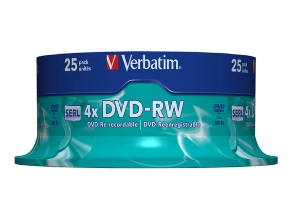 Verbatim - 25 x DVD-RW - 4.7 GB (120 min) 4x - matt sølv - spindel