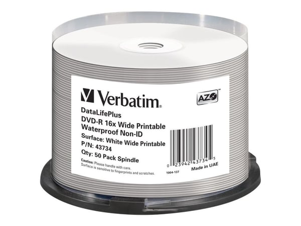 Verbatim DataLifePlus - 50 x DVD-R - 4.7 GB 16x - blekkstråleskrivbar overflate, bred skrivbar overflate - spindel