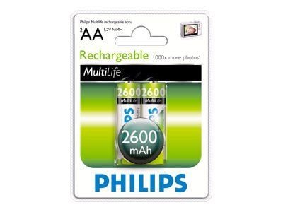 Philips Multilife R6B2A260 - Batteri 2 x AA-type - NiMH - (ladbare) - 2600 mAh