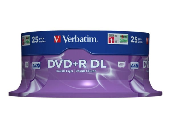 Verbatim DVD+R Double Layer 8x Matt Silver 25pk Spindle, DVD+R DL, 120 mm, Akseli, 25 kpl, 8,5 GB