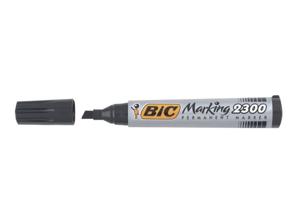 BIC 2300 - Markering - permanent - för glas, plast, kartong - svart - alkoholbaserat bläck - 3.7-5.5 mm