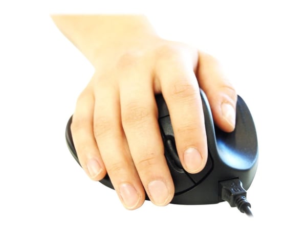 Bakker Elkhuizen Hippus large - Mus - høyrehendt - 2 knapper - kablet - USB - svart