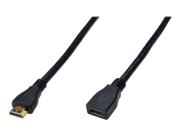 ASSMANN HDMI High Speed - HDMI-forlengelseskabel med Ethernet - HDMI hunn til HDMI hann - 2 m - trippel beskyttelse - svart