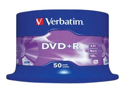 Verbatim - 50 x DVD+R - 4.7 GB 16x - matt sølv - spindel