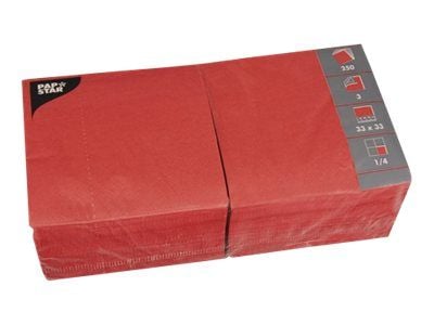 Servietter Papstar 33x33 cm røde - (250 stk.)