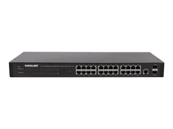 Intellinet 24-Port Network Switch, 24-Port (RJ45), Rackmount, Gigabit, 4 SFP, Ethernet Web-Smart, 10/100/1000 Mbit - Switch - Styrt - 24 x 10/100/1...