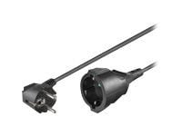 MicroConnect - Jatkojohto sähköverkkoa varten - CEE 7/7 (naaras) - CEE 7/7 (uros) - AC 250 V - 10 m - 90° liitin - musta - musta