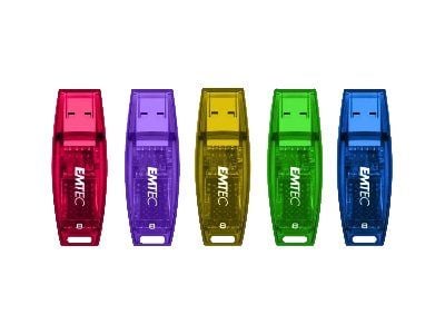 EMTEC C410 Color Mix Candy jar - USB-flashstasjon - 8 GB - USB 2.0 - blå, gul, purpur, rød, grønn (en pakke 80)