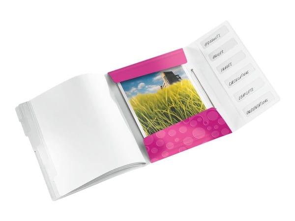 Leitz WOW - Klassifikasjonsmappe - 6 rom - 6 deler - for A4 (210 x 297 mm) - kapasitet: 200 ark - med fliker - metallisk rosa