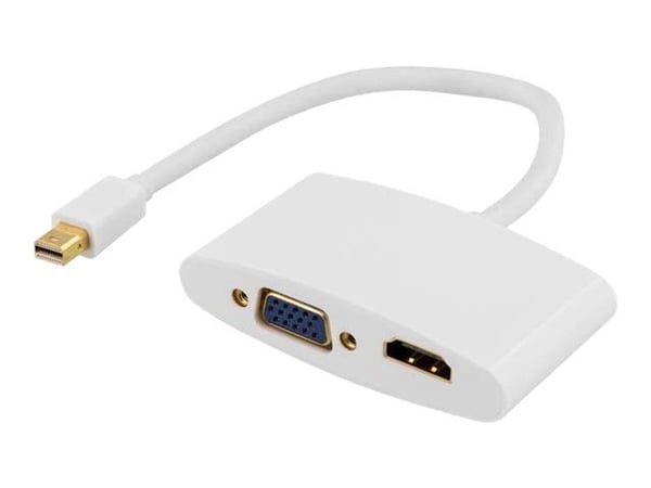 DELTACO - Video adapter - Mini DisplayPort hann til HD-15 (VGA), HDMI hunn - hvit