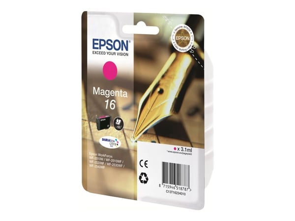 Epson 16 - 3.1 ml - magenta - original - bläckpatron - för WorkForce WF-2010, 2510, 2520, 2530, 2540, 2630, 2650, 2660, 2750, 2760
