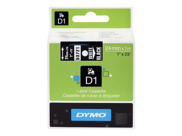 DYMO D1 - Selvklebende - hvit på svart - Rull (2,4 cm x 7 m) 1 kassett(er) etikettbånd - for LabelMANAGER 500TS, PnP