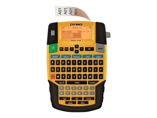 DYMO Rhino 4200 - Etikettmaker - S/H - termotransfer - Rull (1,9 cm) - 180 dpi - inntil 15 mm/sek - kutter - gul